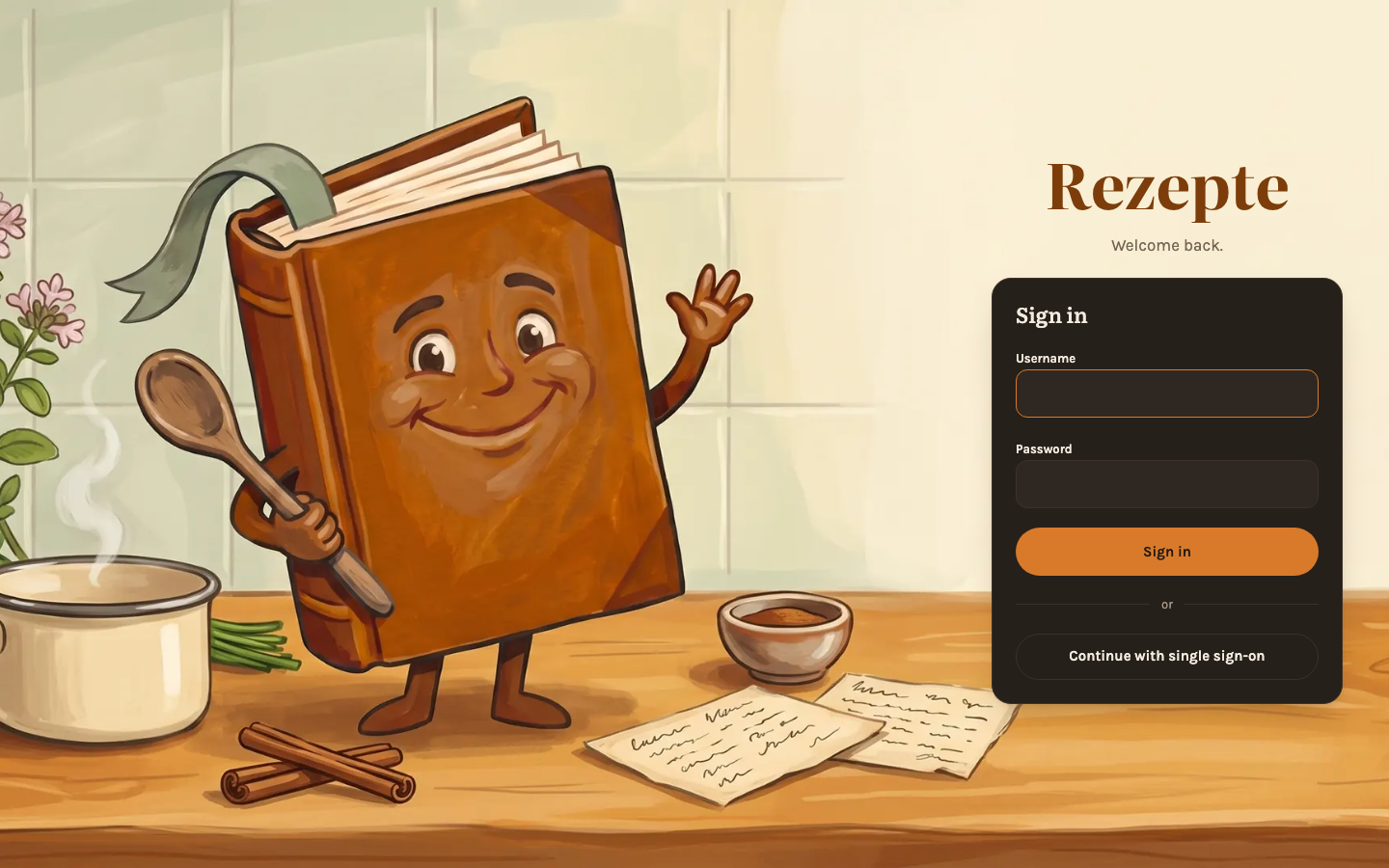 The login page