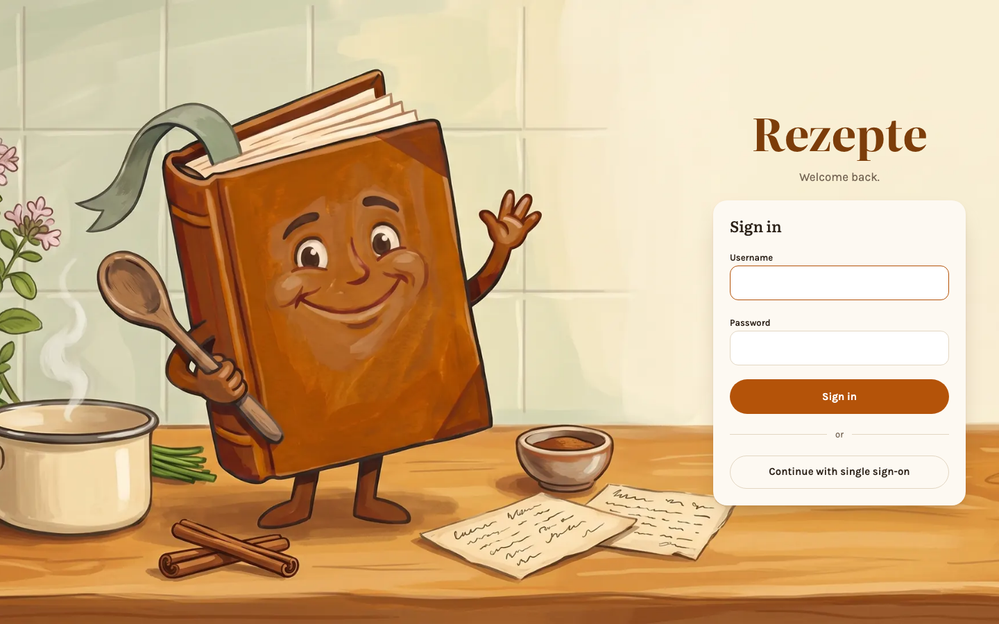 The login page