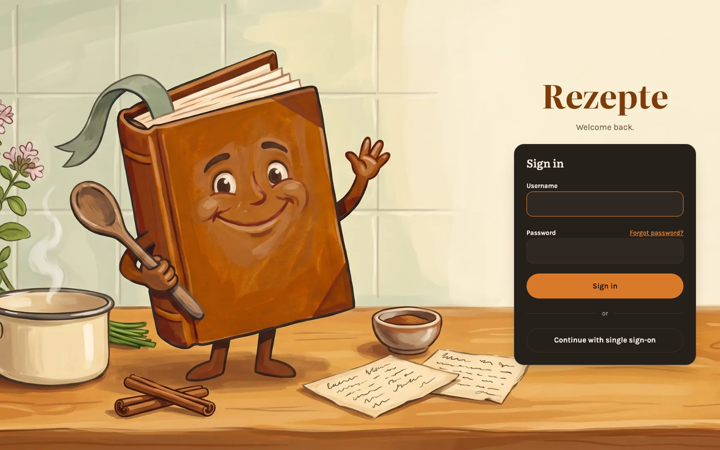The login page with mail set up
